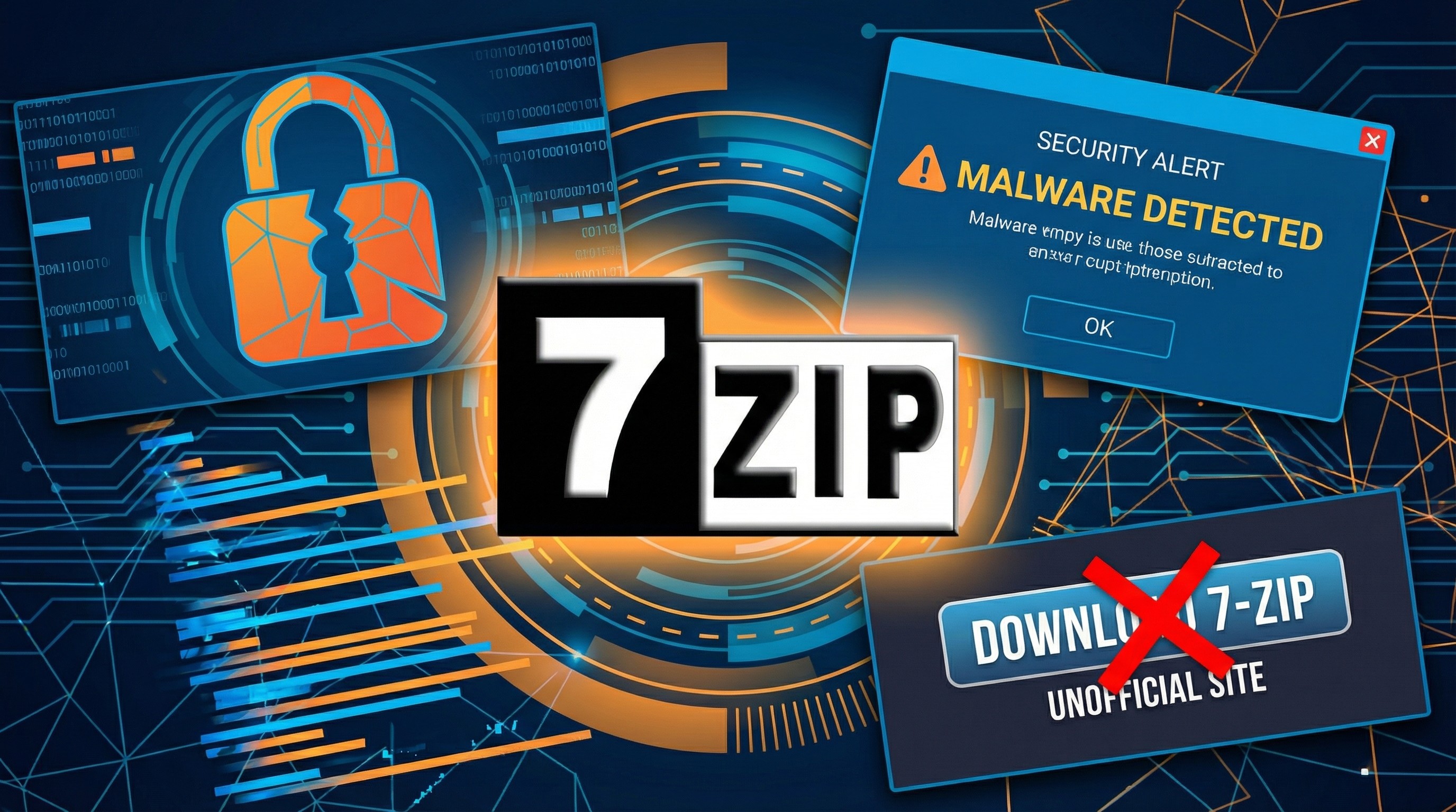 7-Zip logo with security imagery