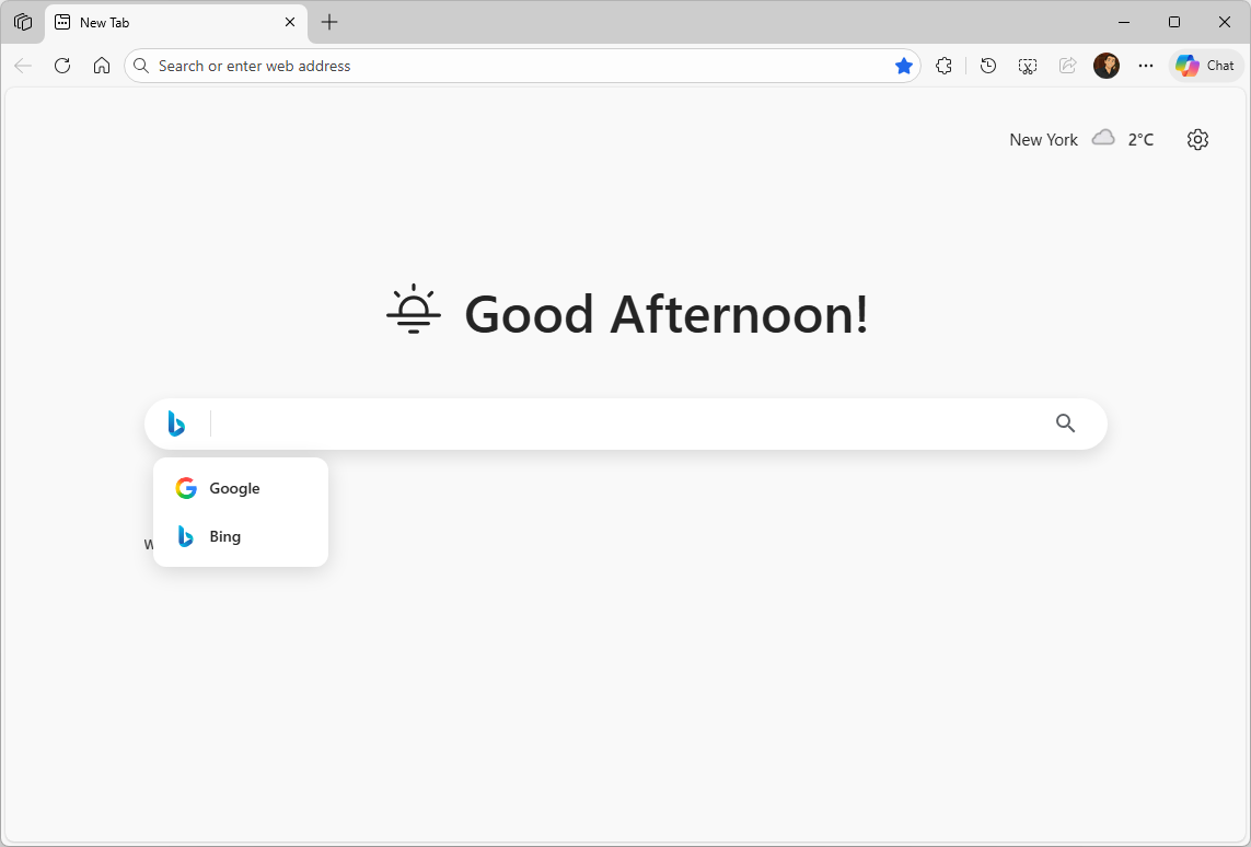 Fluent New Tab search box