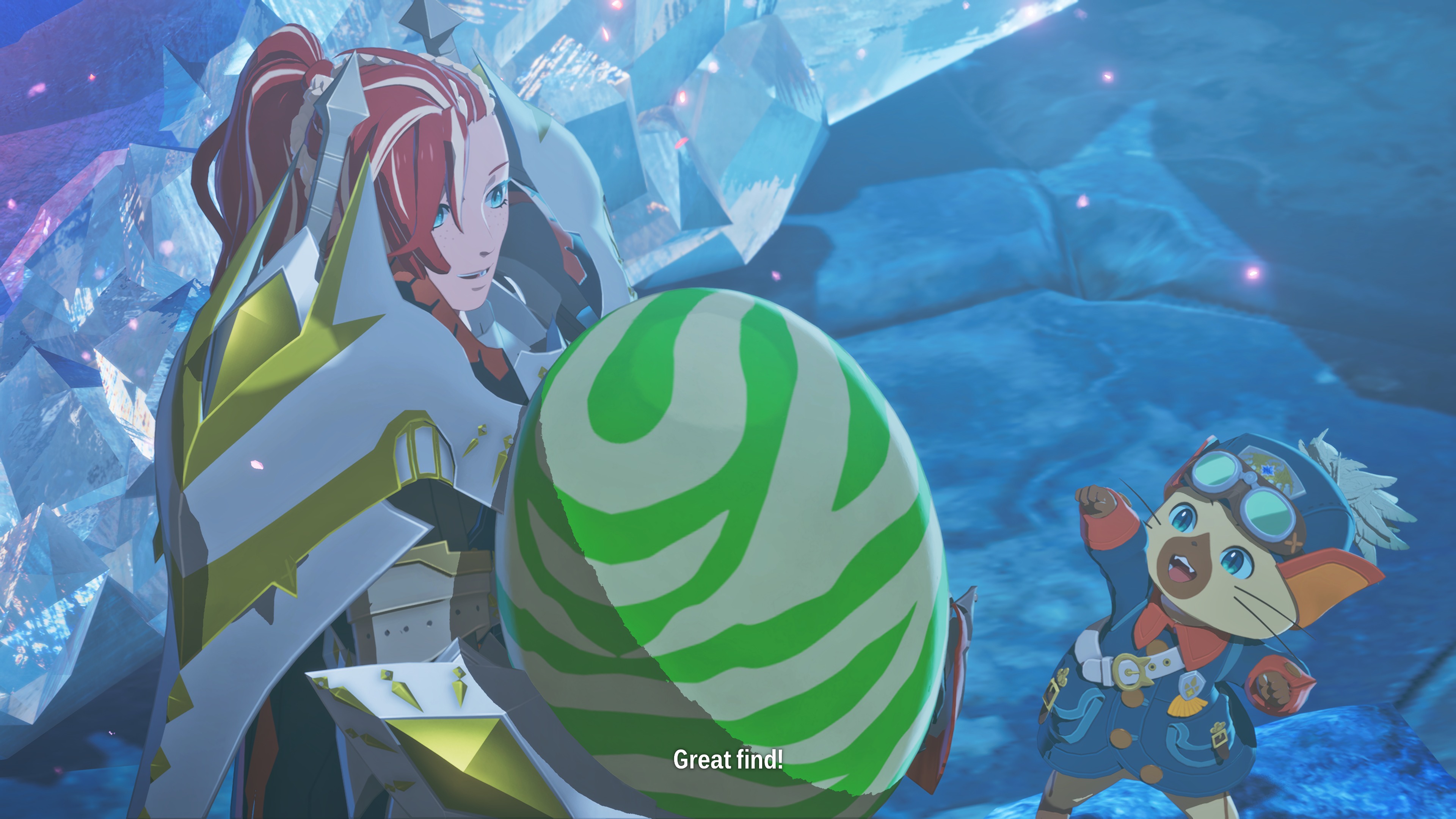 Personally taken in-game screenshot of the player character discovering an endangered monster's egg.