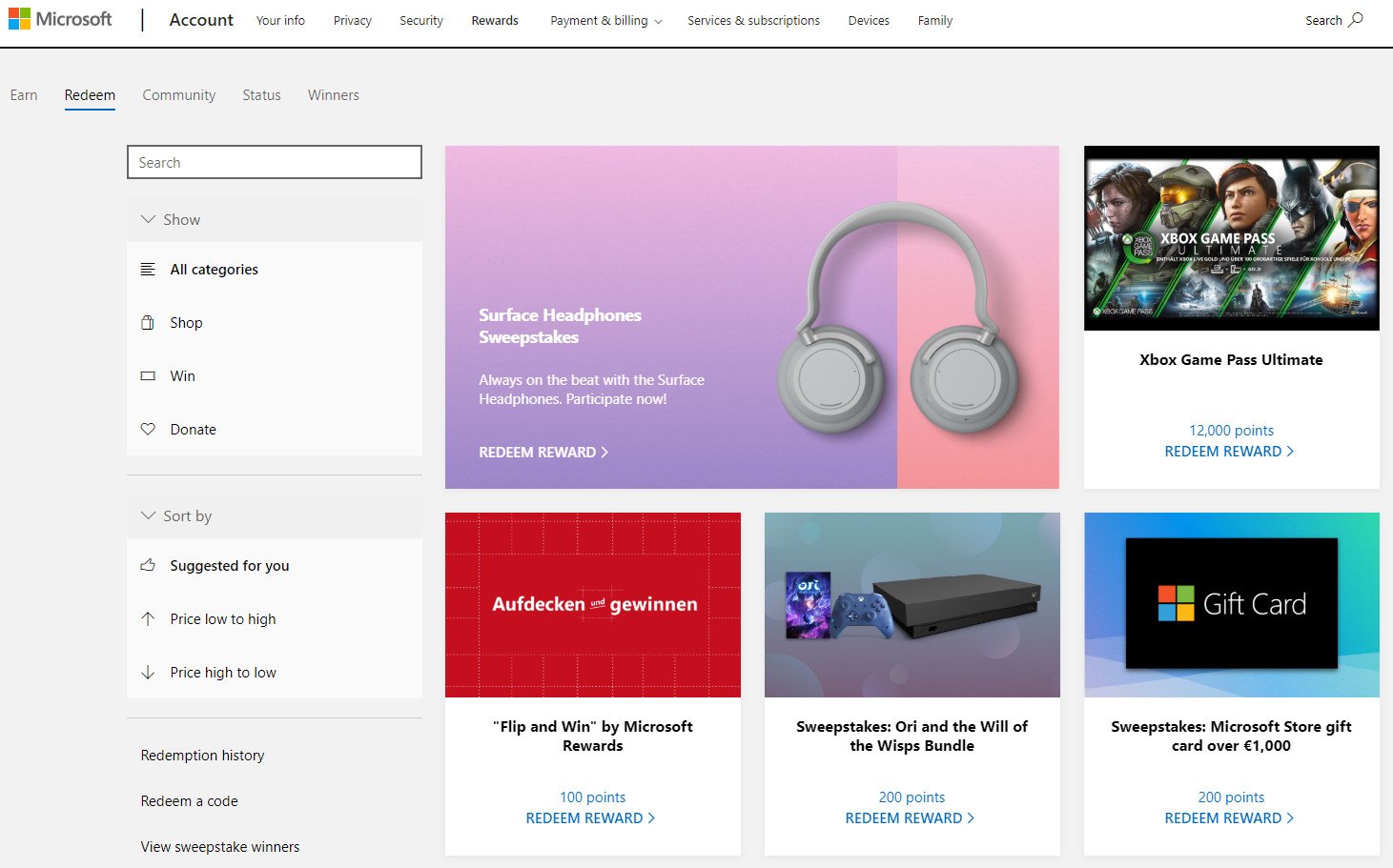 Microsoft Rewards Points