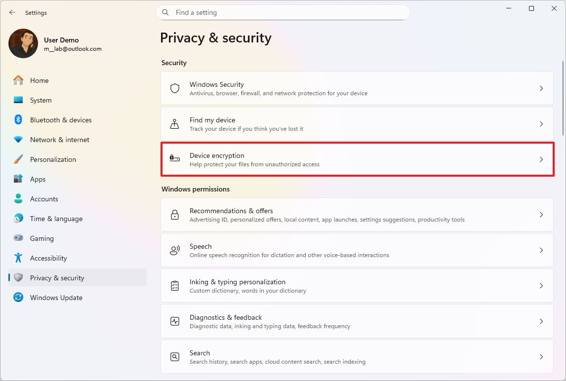 Шифрование устройства
