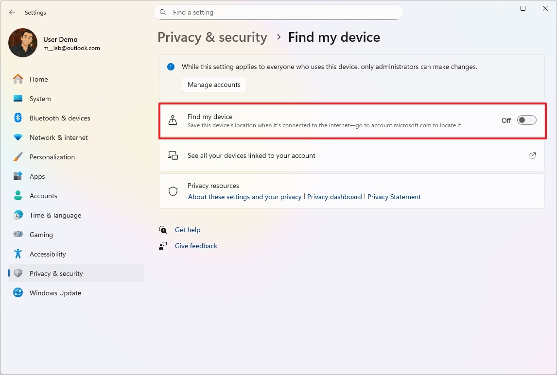 Найти мое устройство