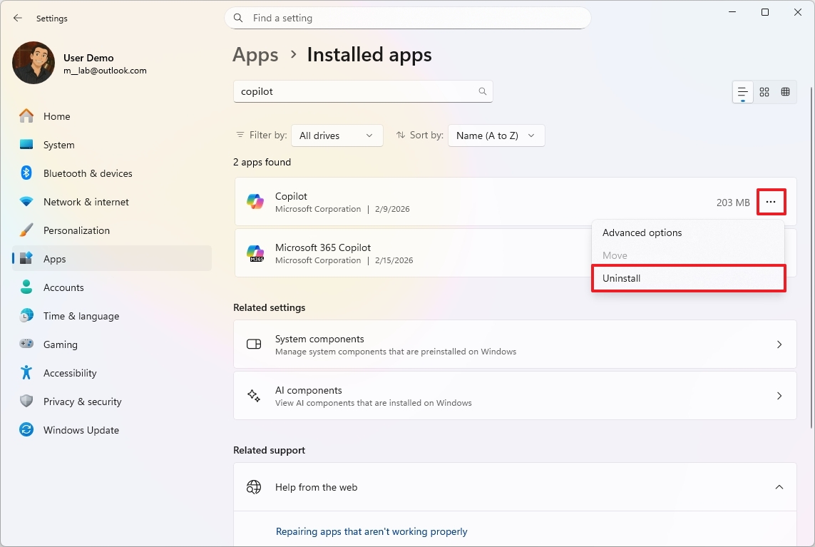 Удалить Copilot