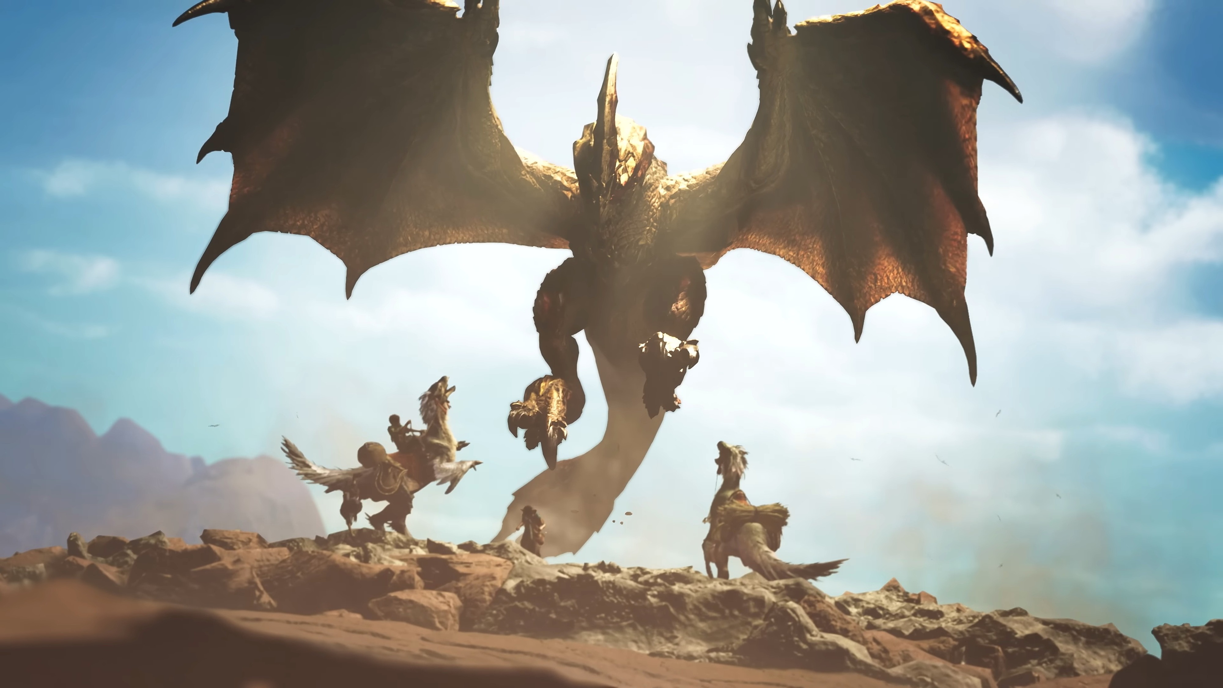 Slightly edited trailer screenshot of Seregios in Monster Hunter Wilds