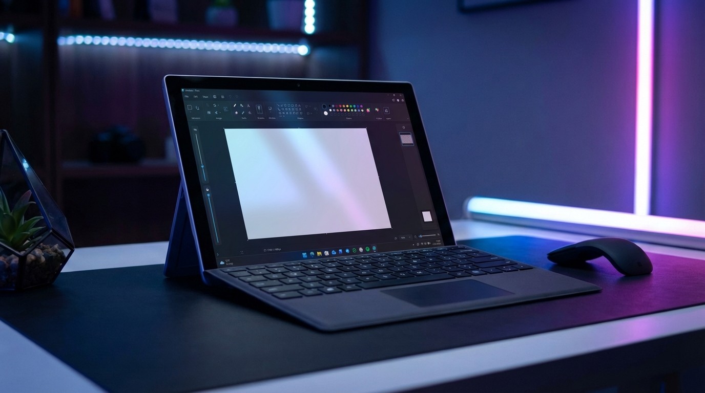 Paint app interface with a shape being rotated in Windows 11