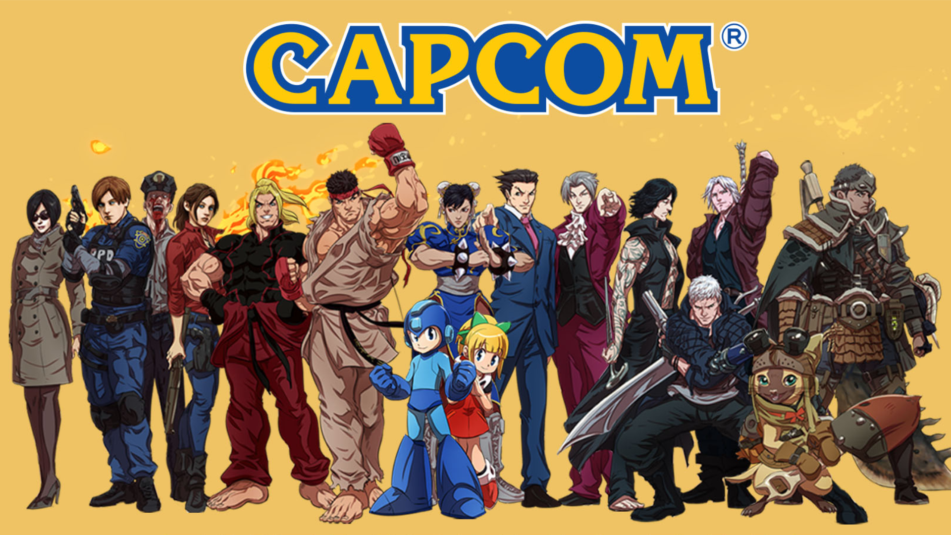 Capcom banner showing their different franchises