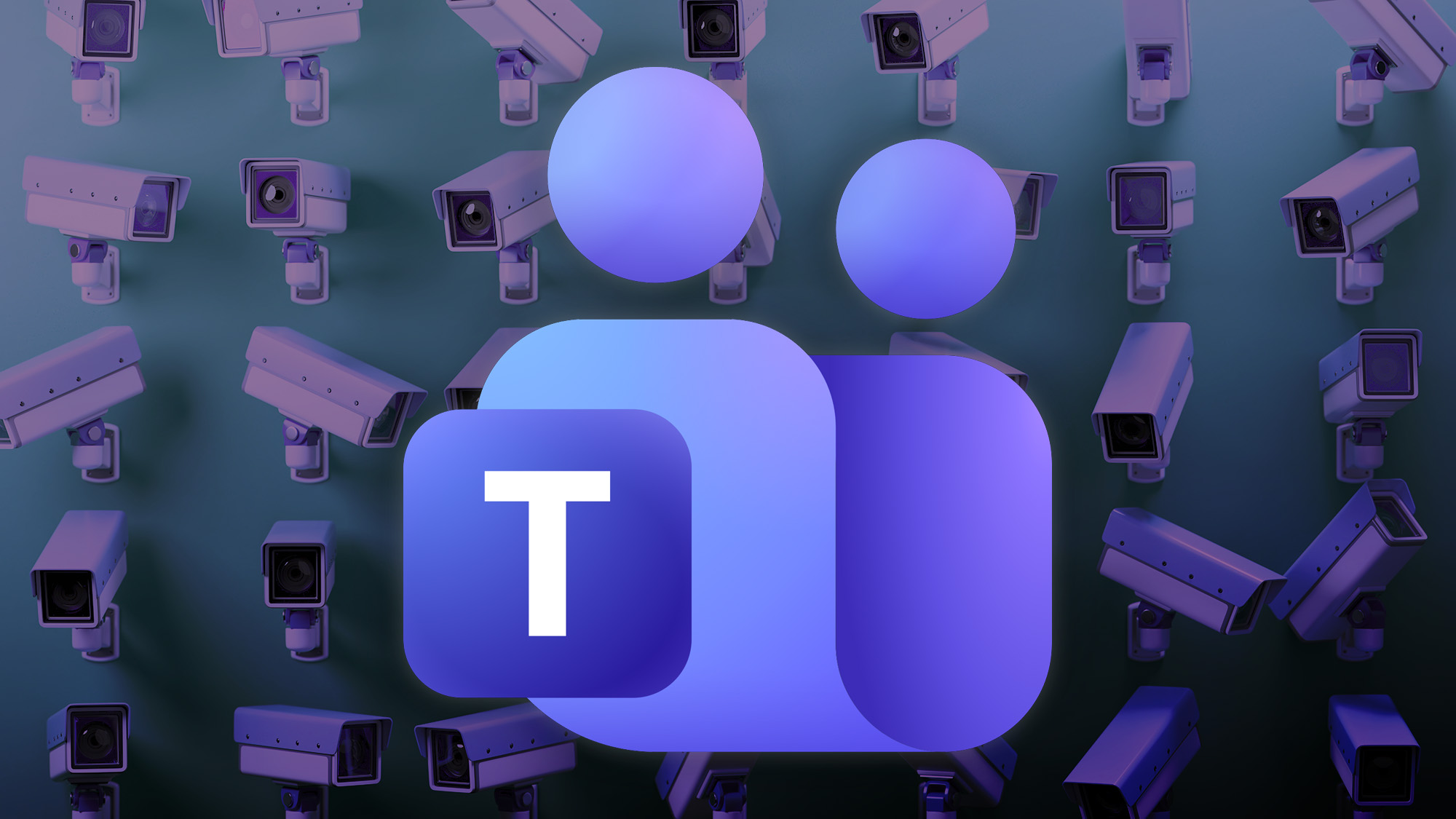 Microsoft Teams Logo with Security Cameras