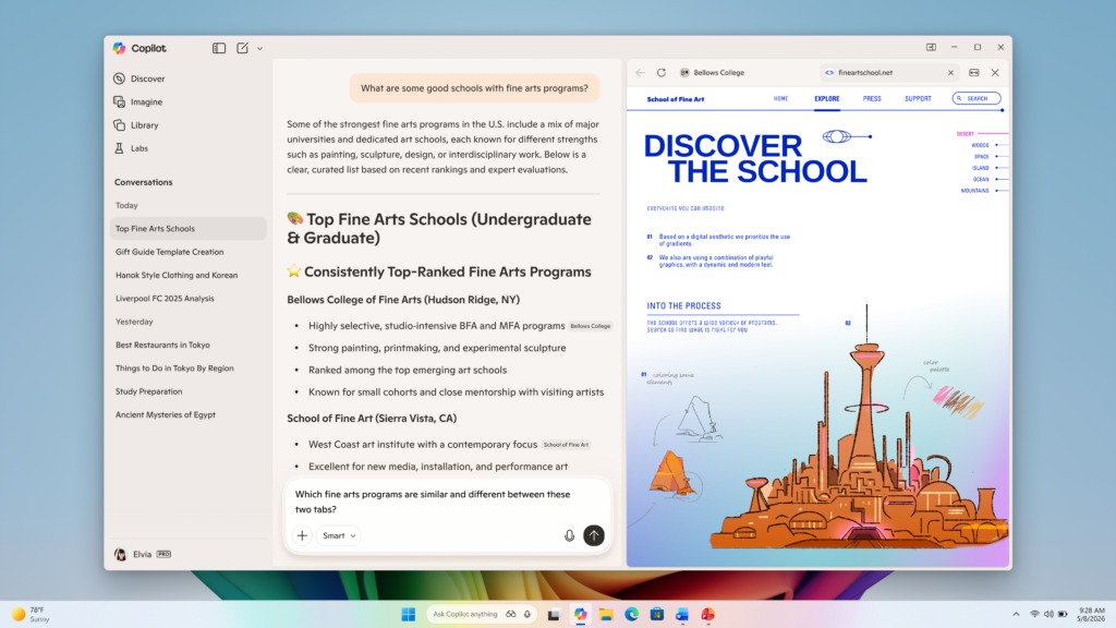 Copilot боковая панель