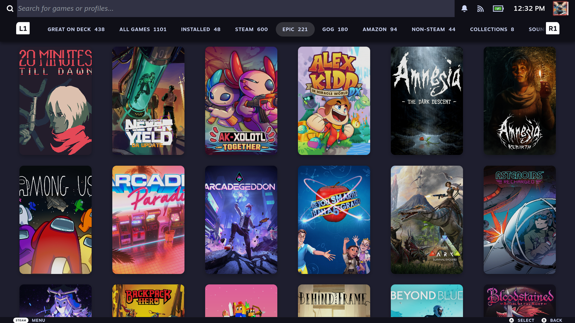 Example of Unifideck in use on Steam Deck