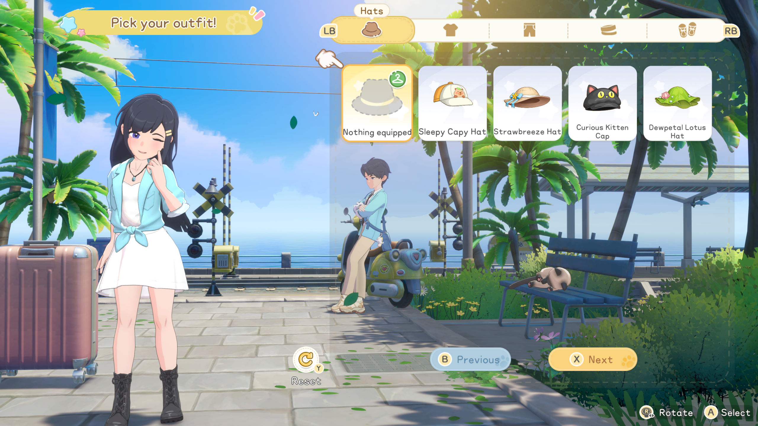 Players can choose the gender of the playable character in Starsand Island, and then customize appearance — including hair, eye color, make up and clothes.