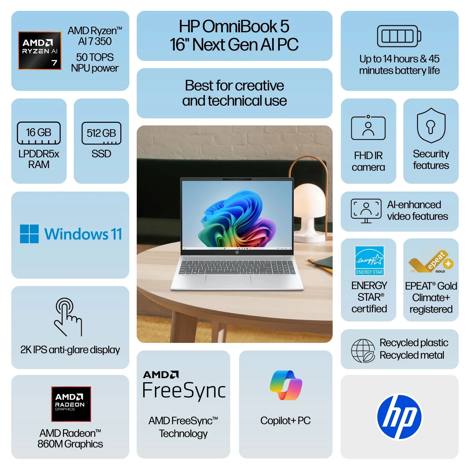 HP Omnibook 5 16-inch Laptop's tech specs