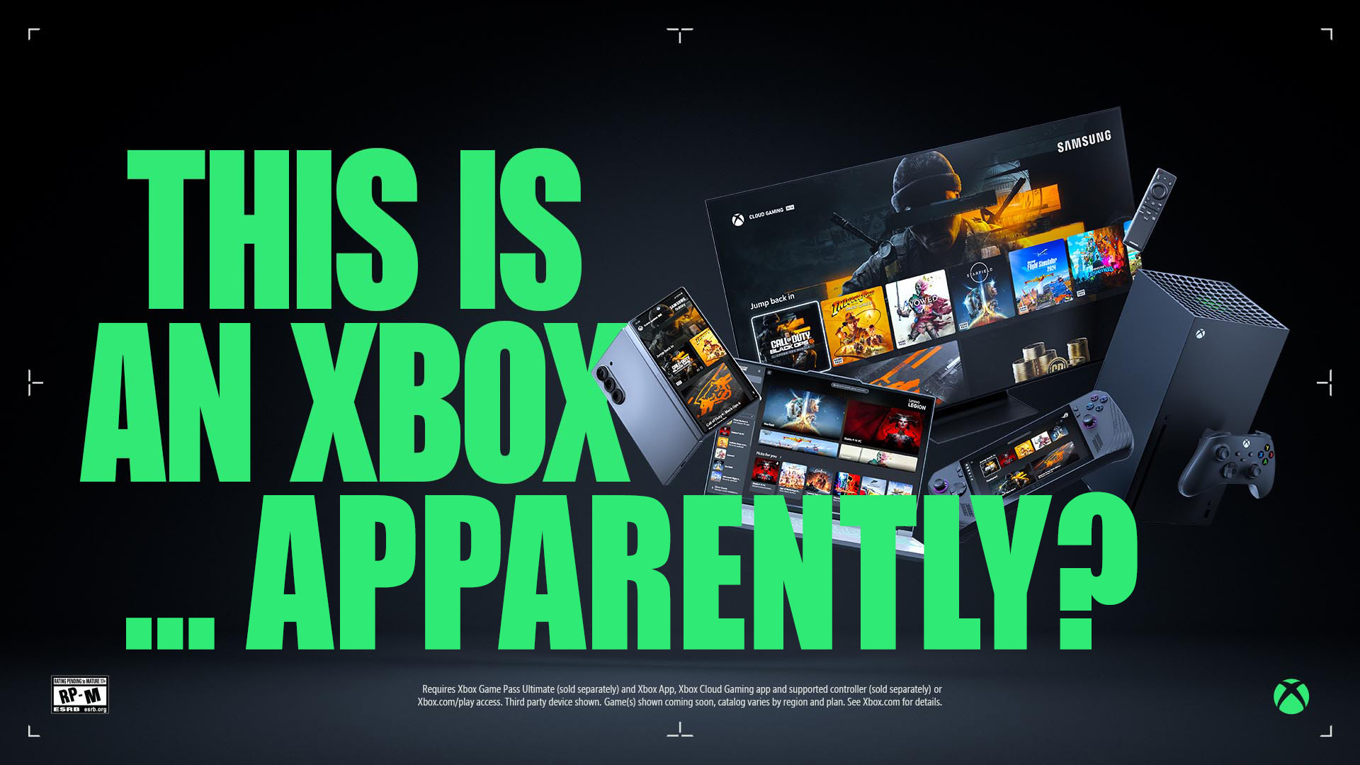 Изображение "This is an Xbox" кампании с добавкой "apparently"