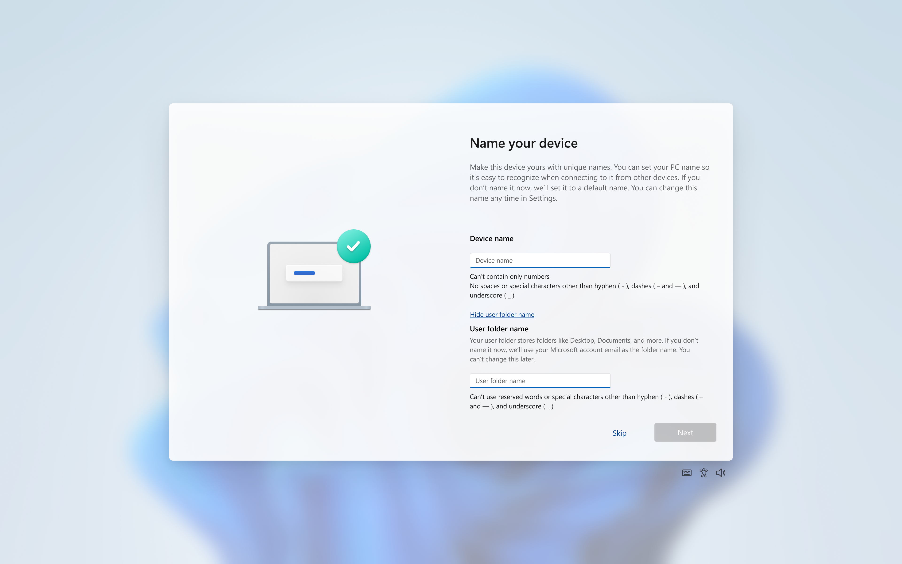 Expanded state with the user folder input box.