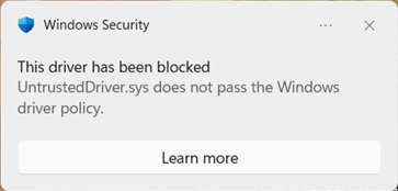 Driver block toast notification.
