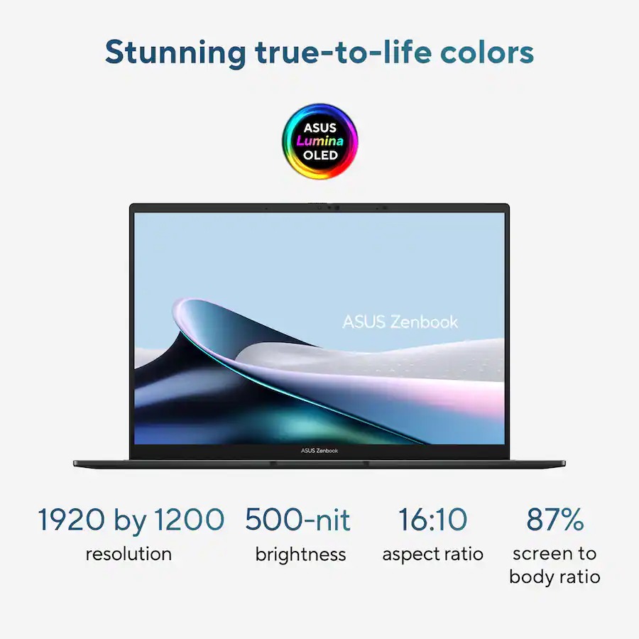 Specs diagram for the ASUS Zenbook 14's OLED display