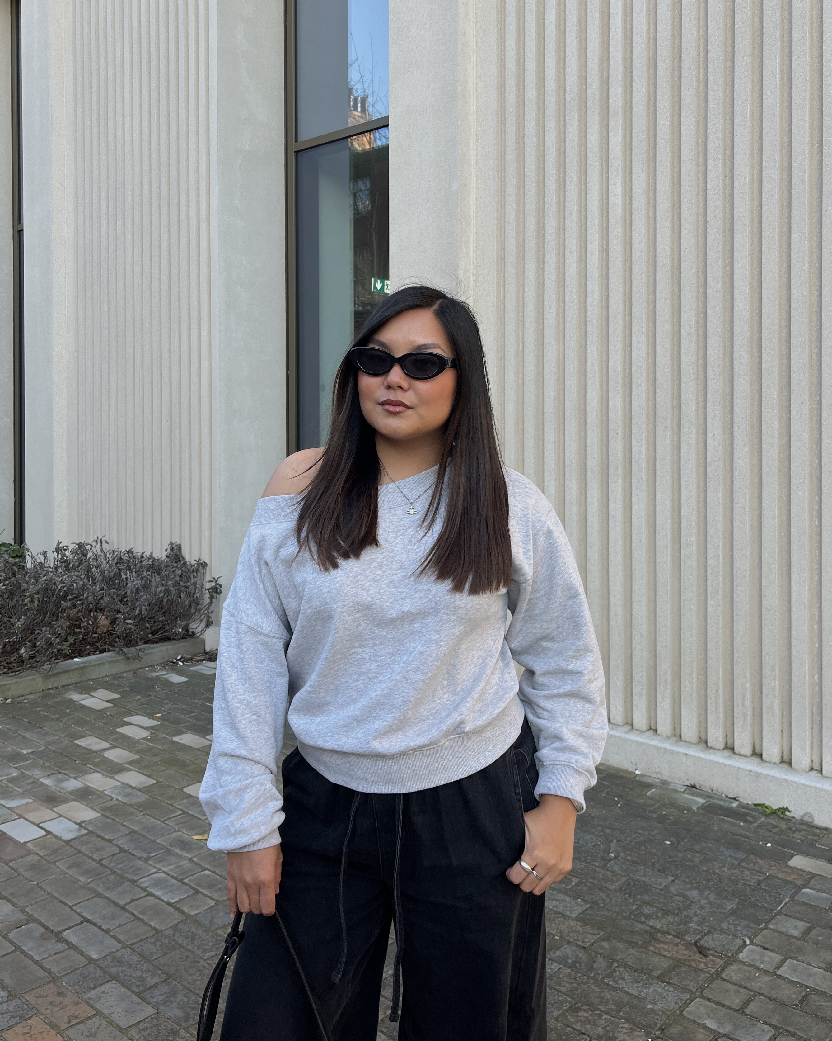 Carlota Off Shoulder Sweatshirt | Grey Marl | hush