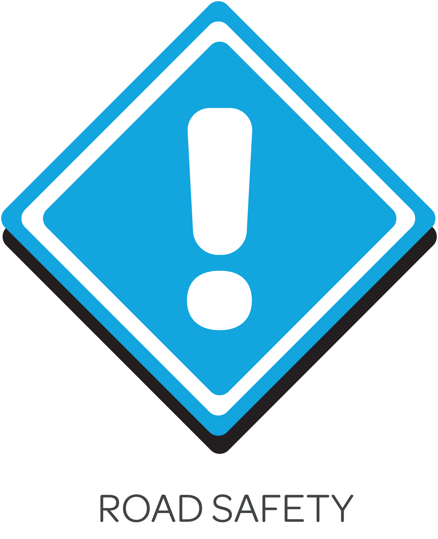 Blue diamond showing an exclamation mark