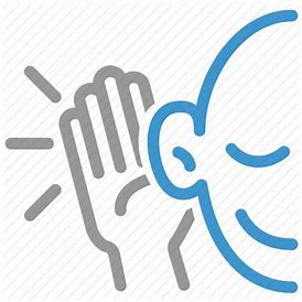 drawing of a face with a hand up to the ear in a listening pose
