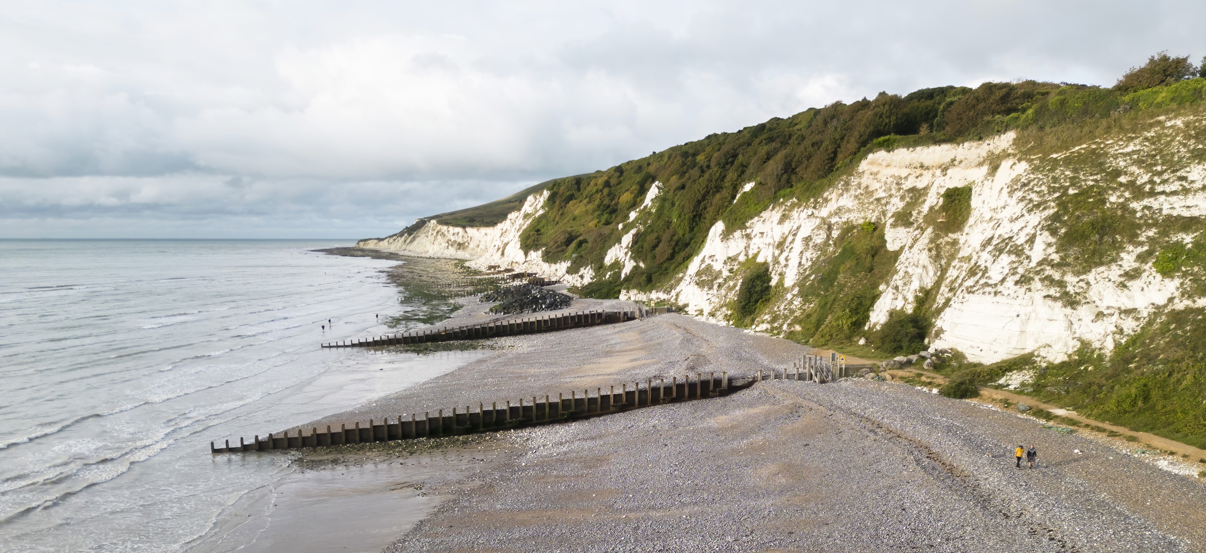 The chalk cliffs and beach at Holywell, the most western part of the scheme area.
