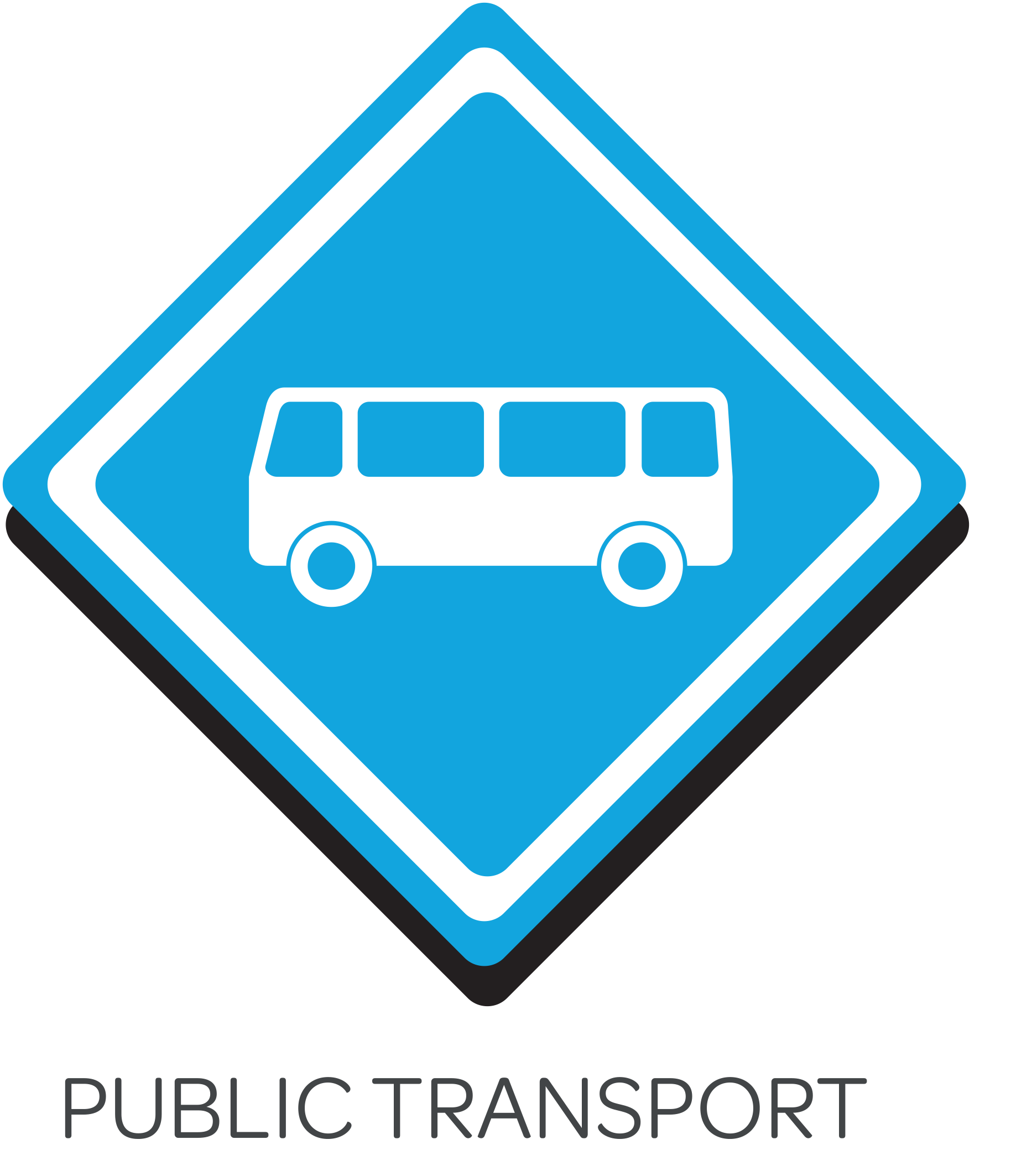 Blue diamond showing a bus