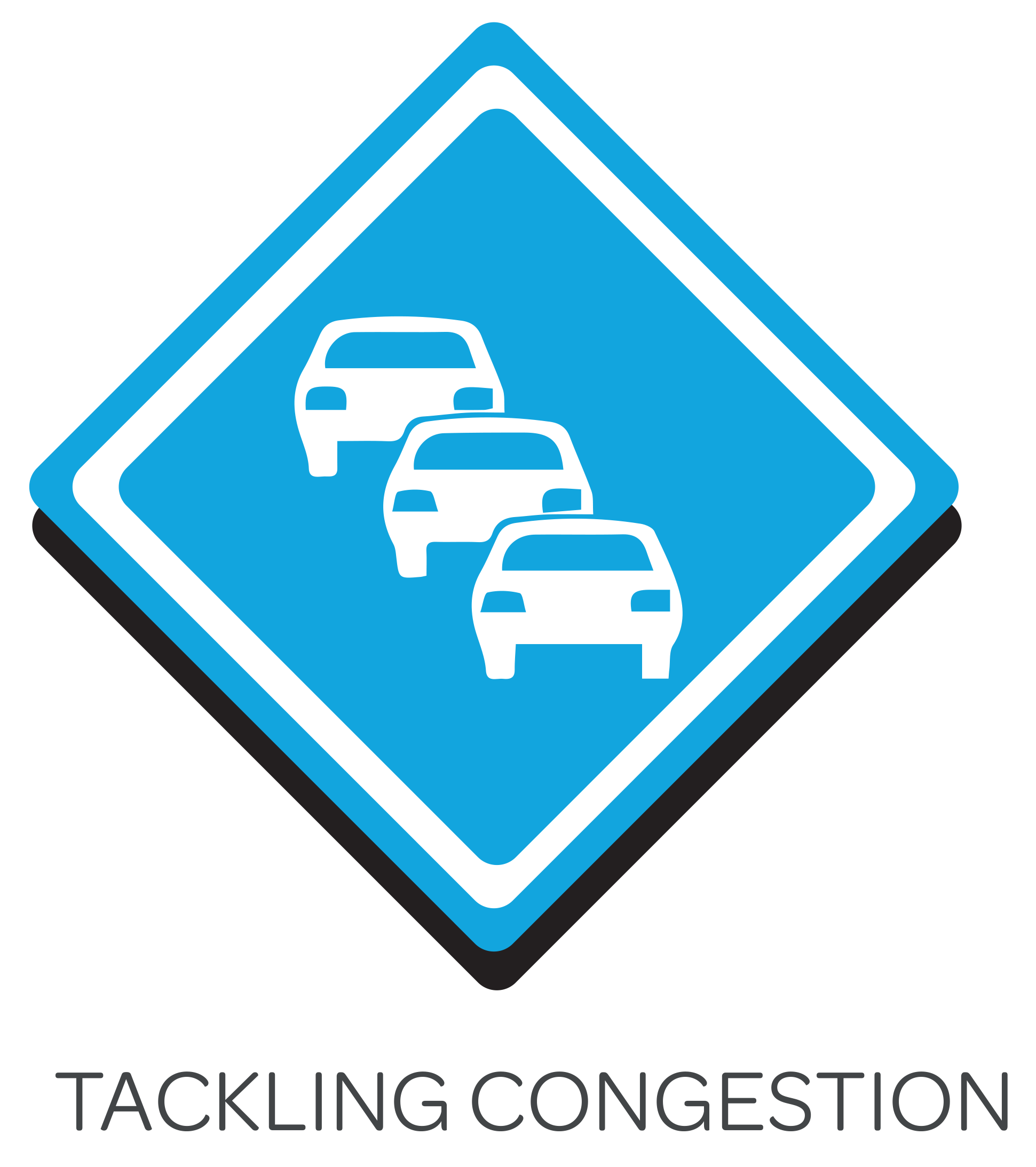 Blue diamond showing three cars