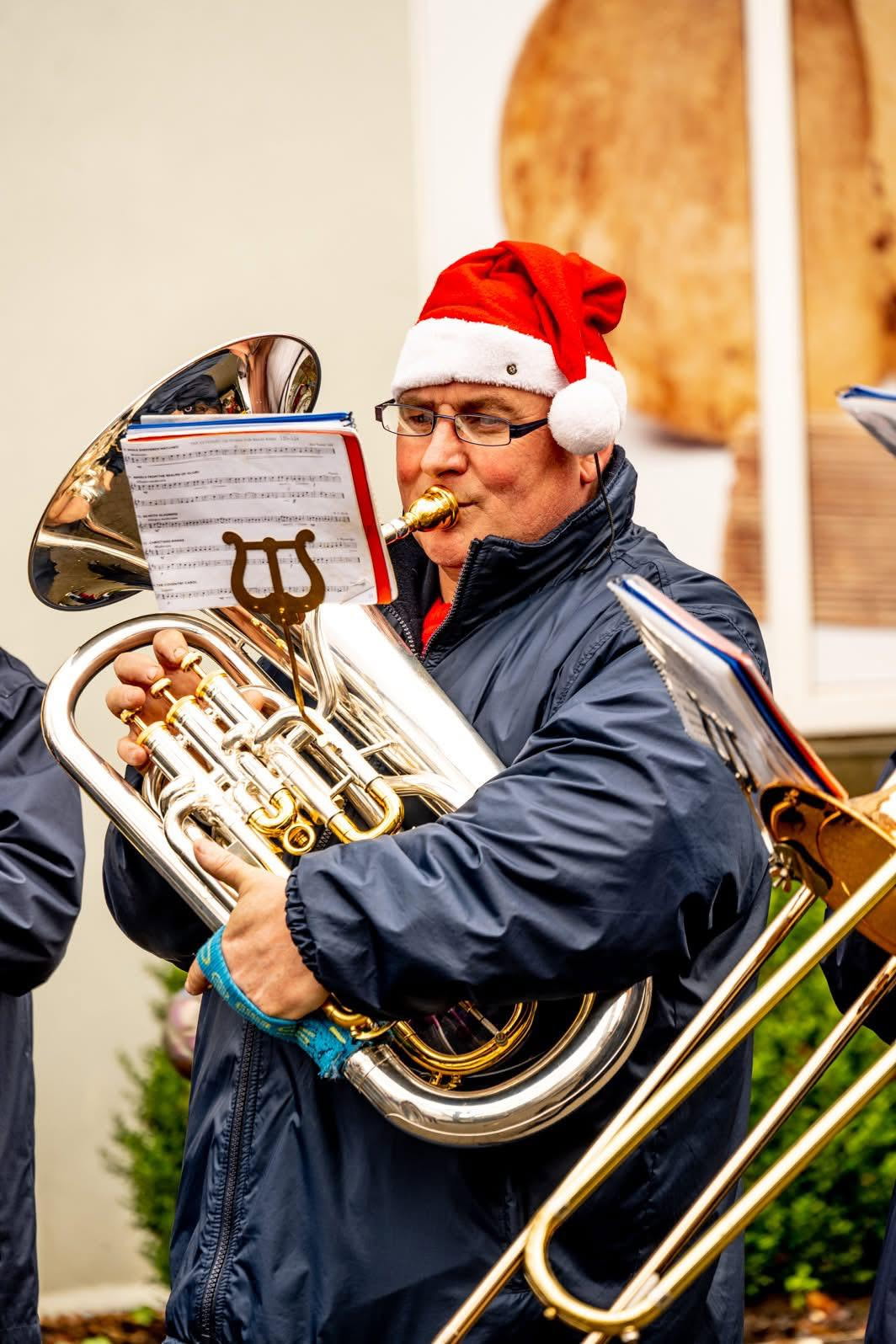 Ennis Brass Band member playing tuba