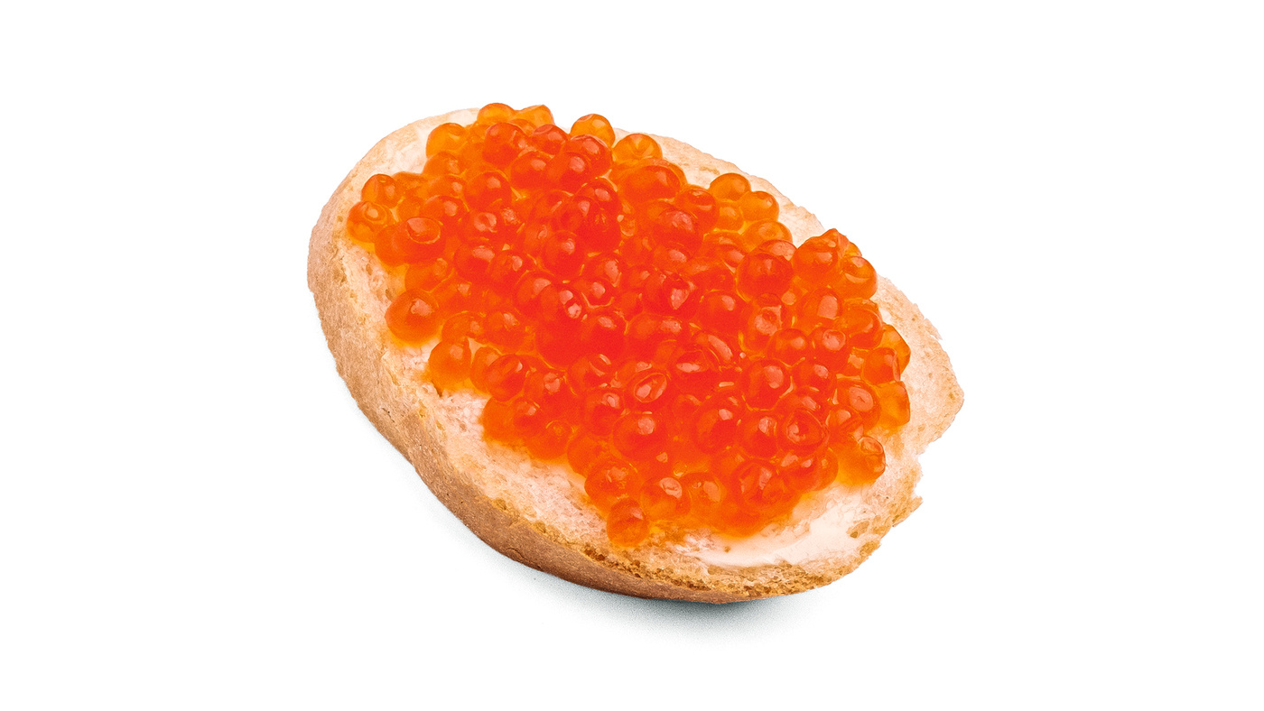 Red Caviar and Butter Mini Bruschetta