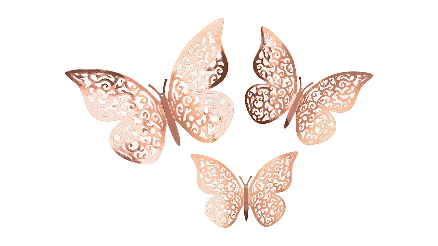 3D Adhesive Rose Gold Butterflies