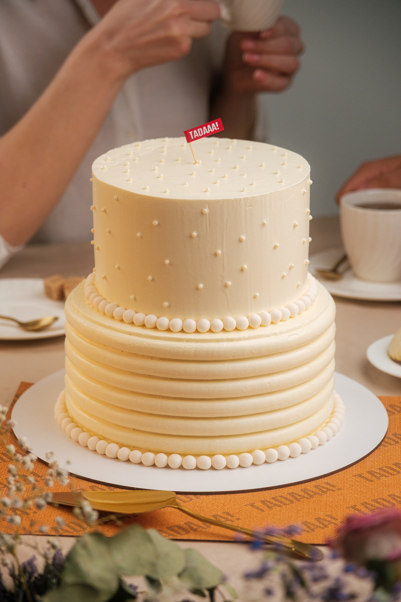 Pearl Vanilla Two-Tier Cake