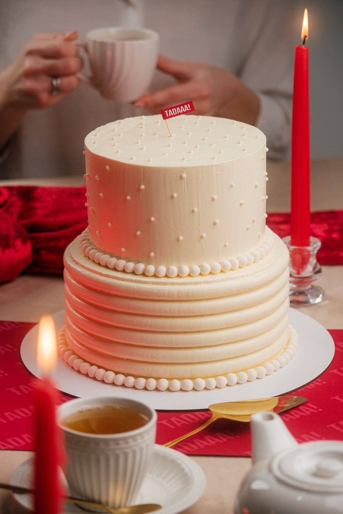 Pearl Red Velvet Two-Tier Cake