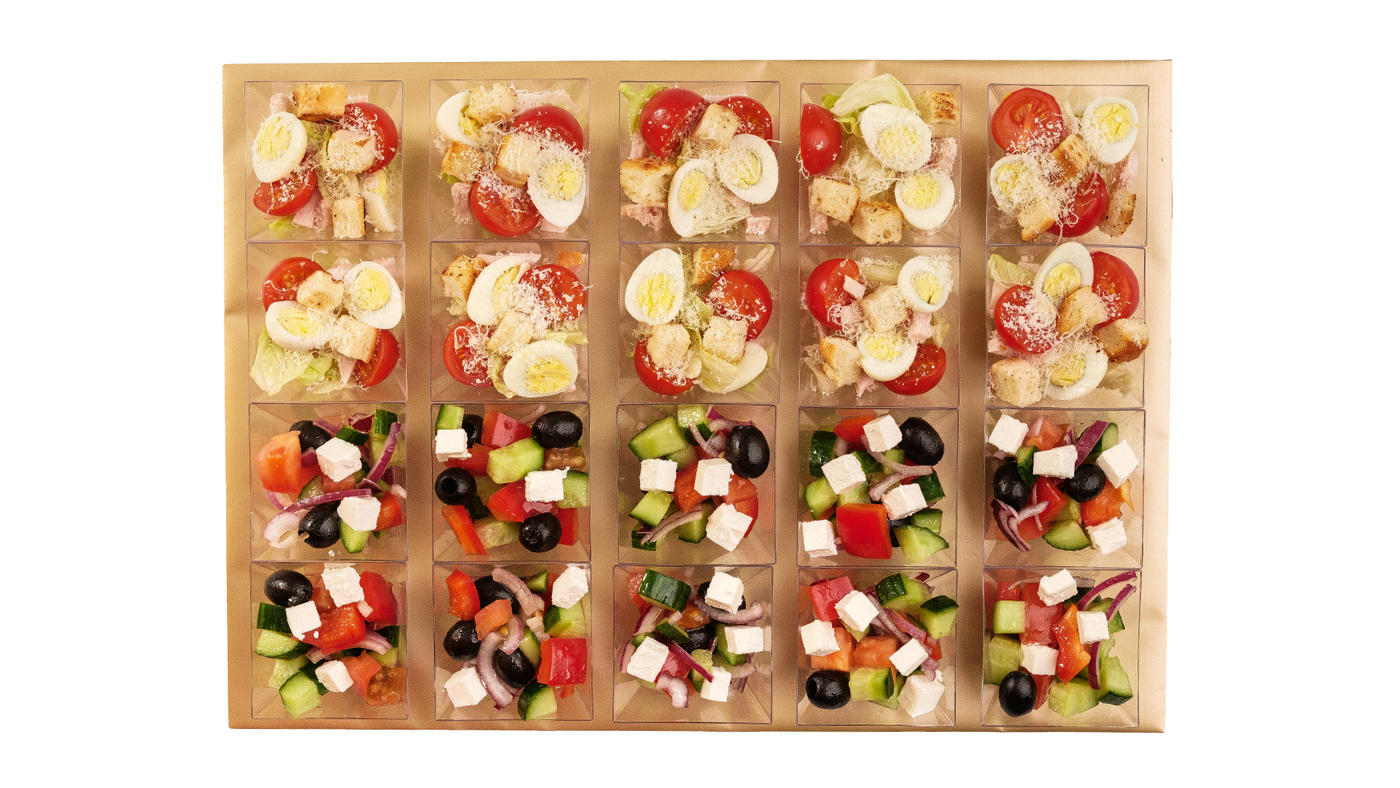 Chicken Caesar & Greek Salad Cups