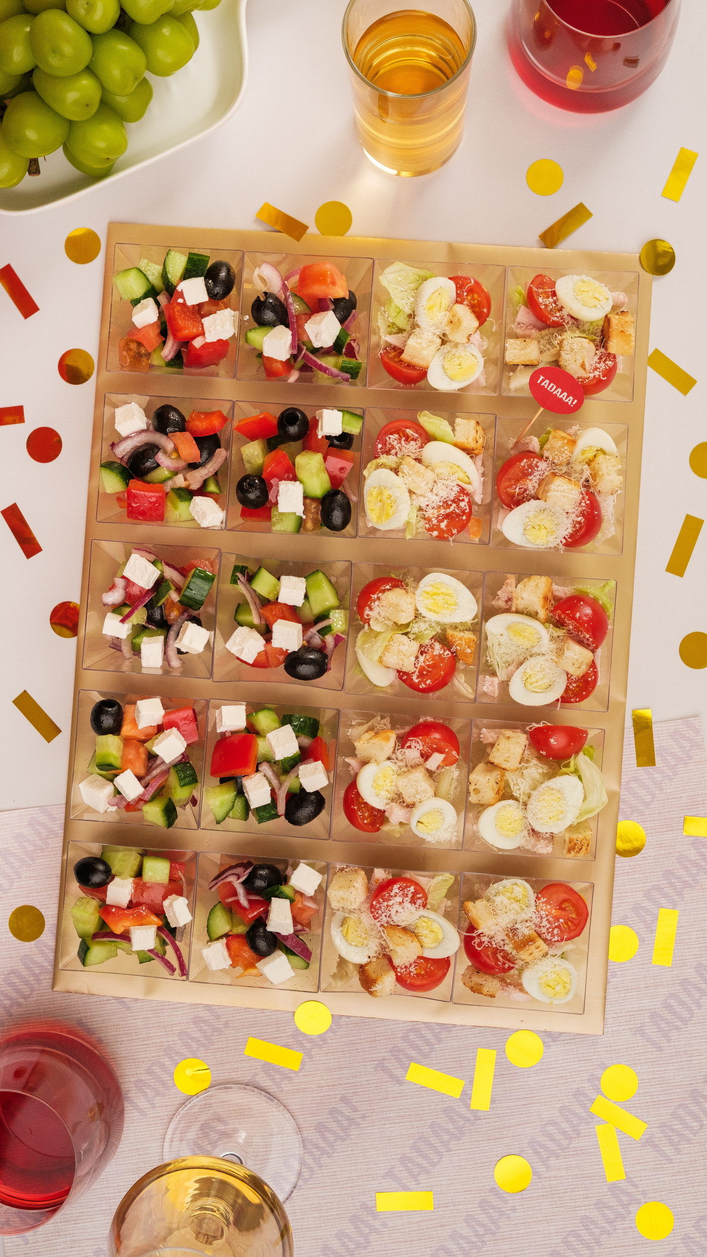 Chicken Caesar & Greek Salad Cups