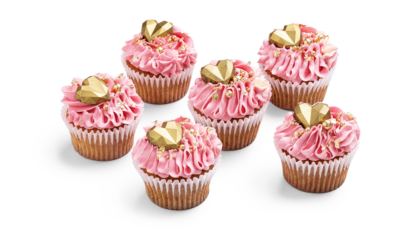 Gold Heart Cupcakes