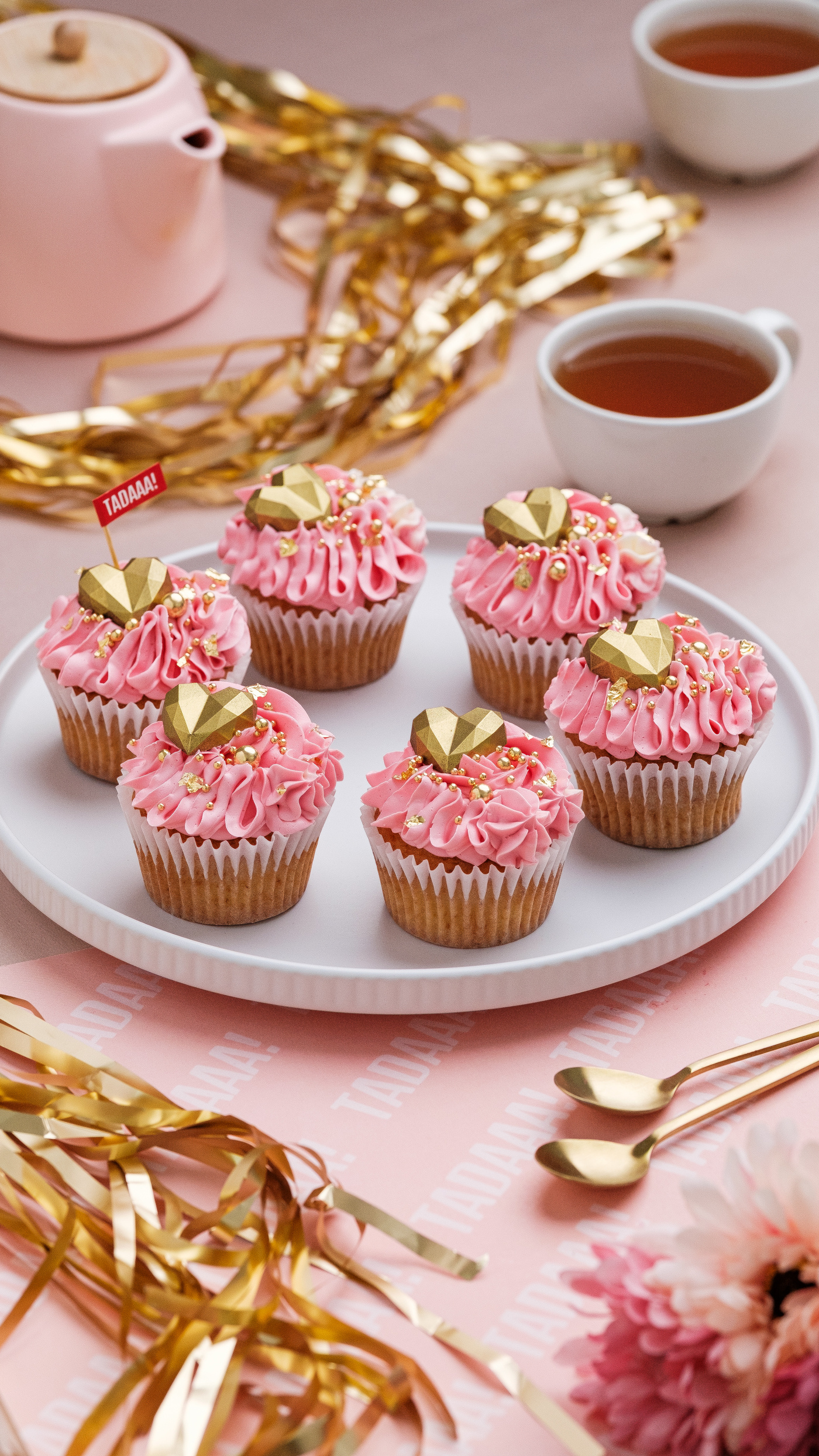 Gold Heart Cupcakes