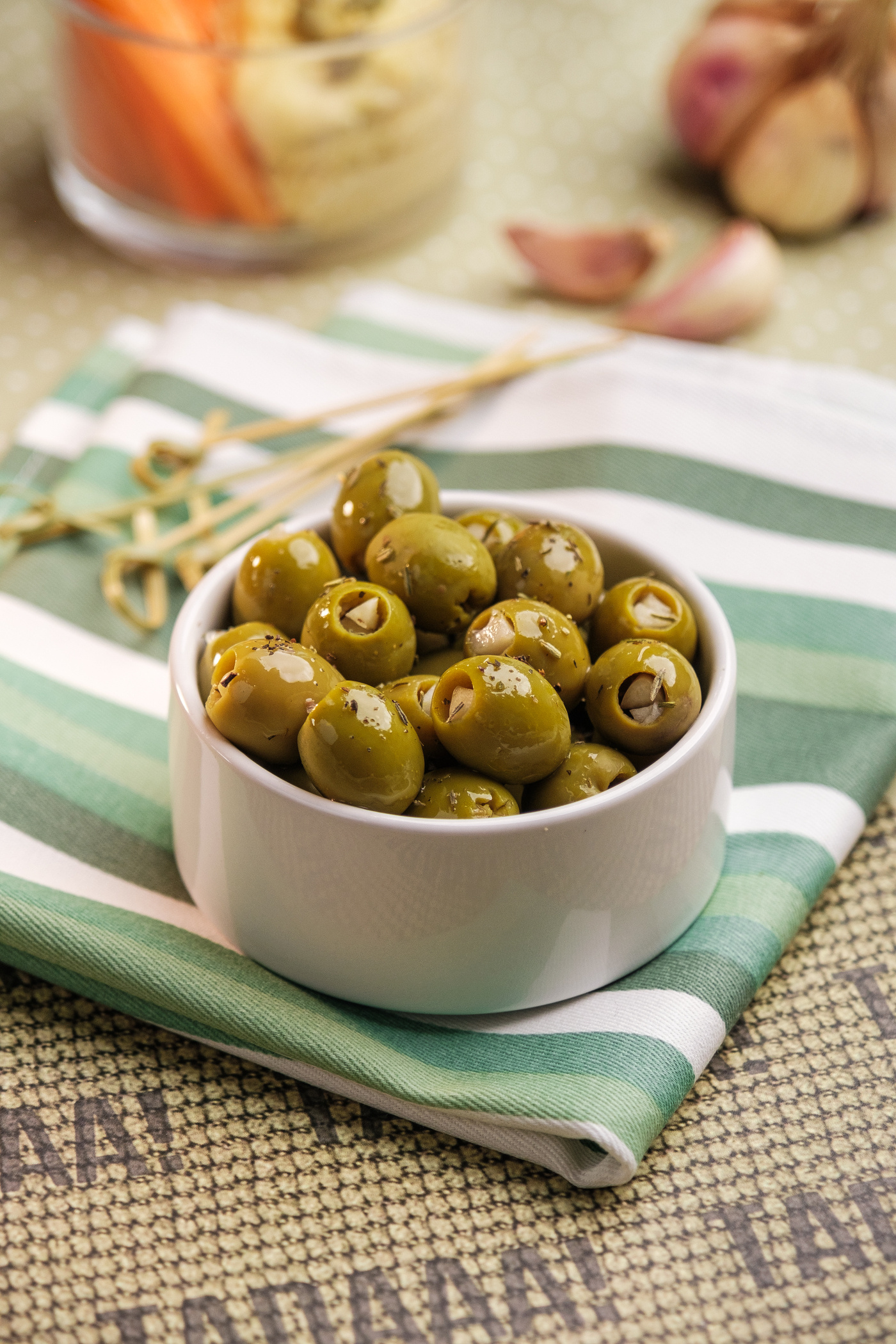 Olly's Garlic & Basil Green Olives  