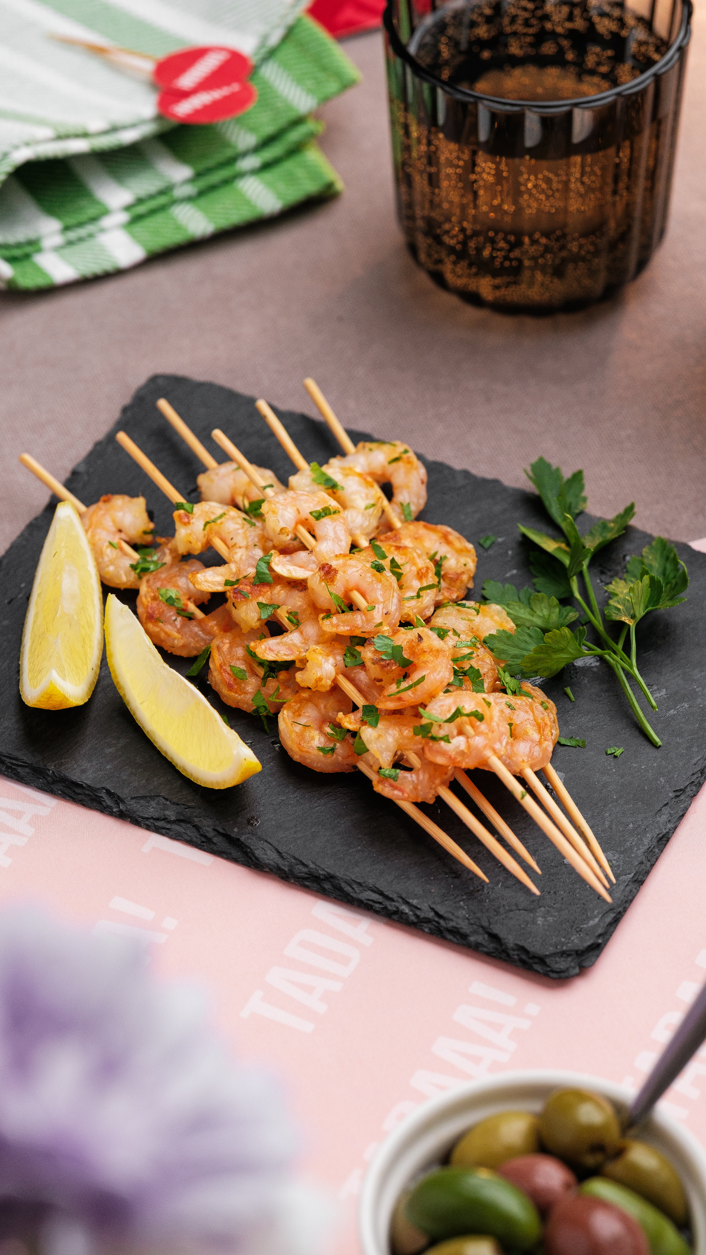 Grilled Garlic Prawn Skewers