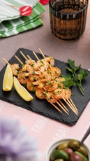 Grilled Garlic Prawn Skewers