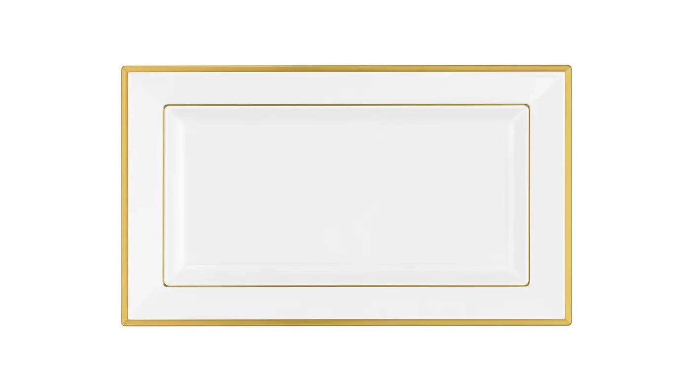 Plastic Serving Trays – (White & Gold)