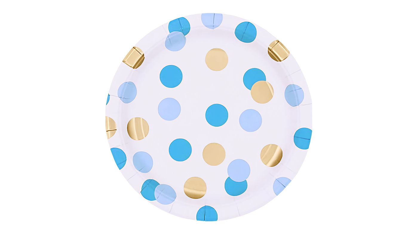 Blue & Gold Dots Plate