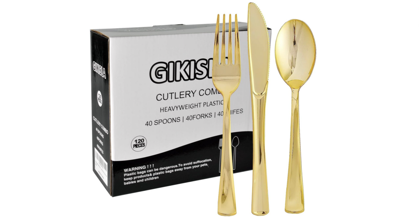Gold Plastic Cutlery Set
