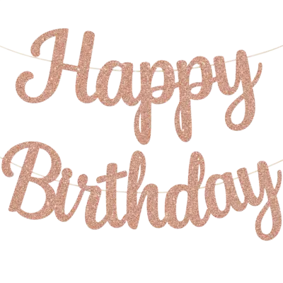 Rose Gold Happy Birthday Banner