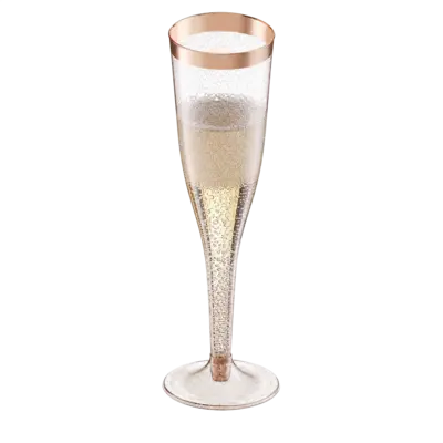Rose Gold Plastic Champagne Flutes Box of 36