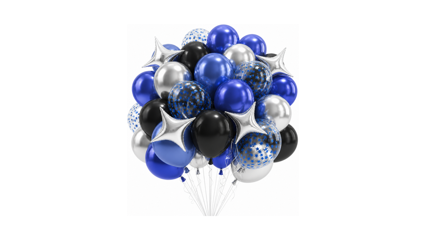 Blue and Silver Black Balloons
