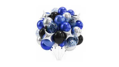 Blue and Silver Black Balloons