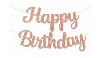 Rose Gold Happy Birthday Banner