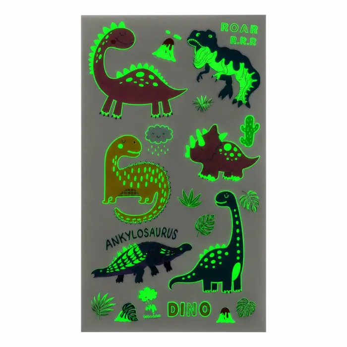 Glow-in-the-Dark Dinosaur Temporary Tattoos
