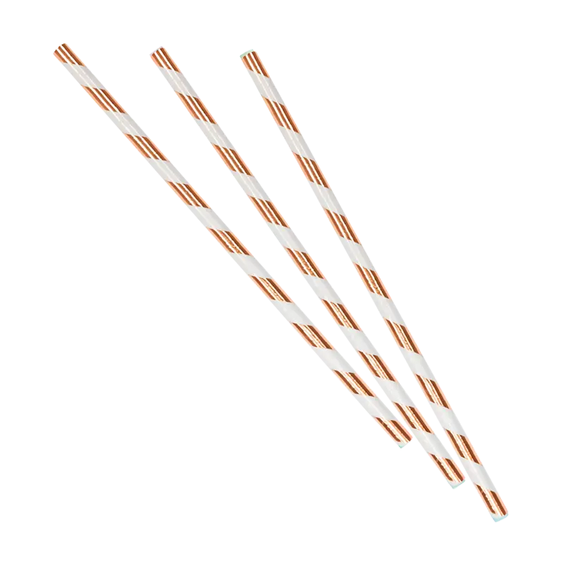Rose Gold Paper Straws, 10 Pack