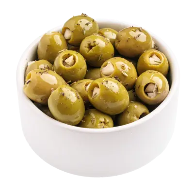 Olly's Garlic & Basil Green Olives  