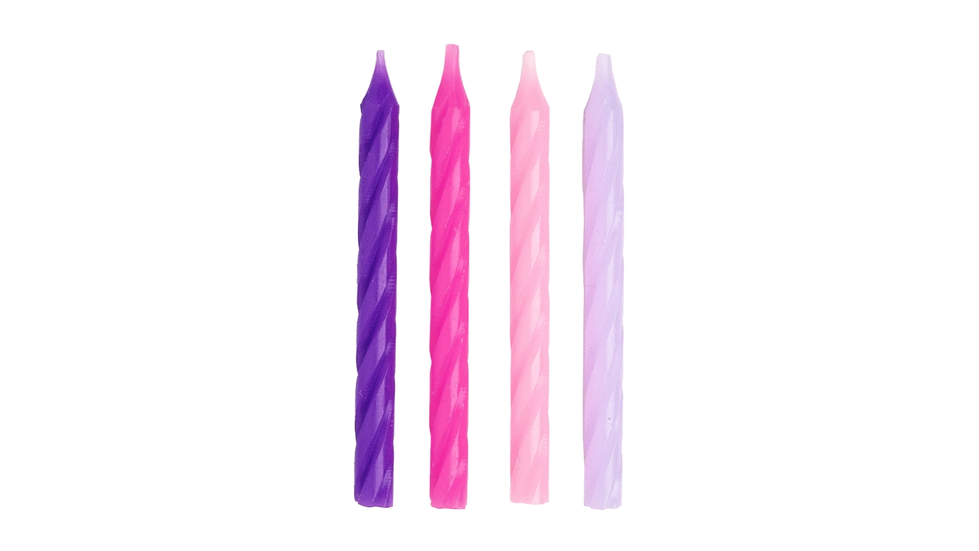 Pink and Purple Spiral Candles, 12pk