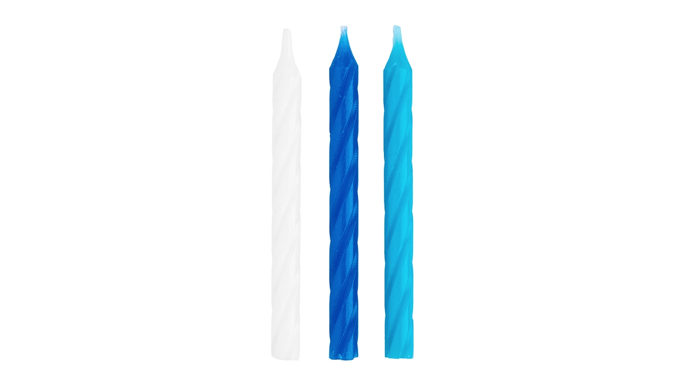 Blue and White Spiral Candles, 12pk